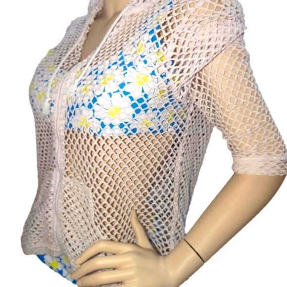 Swimsuit cover-up medium M  Womens White mesh size Vintage - Picture 8 of 8